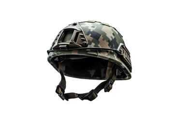 Fototapeta premium Stealth Guardian: A Camouflage Helm on White or PNG Transparent Background.