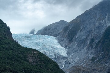 Ice flow on the Franz Joseph Glacier, Franz Joseph, West Coast, New Zealand.