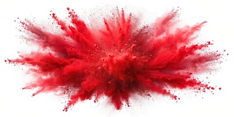 Red scarlet ruby color powder dust explosion isolated on background for colorful festival celebration