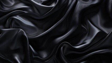 Obraz premium Glamorous black abstract background inspired by the texture of satin waves, ideal for elegant wallpaper