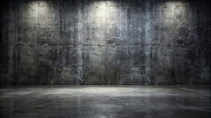 Dark concrete floor with black wall texture for industrial background