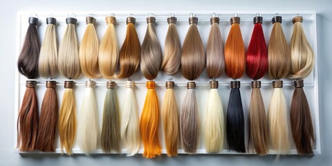 Assortment of hair samples on clear backdrop