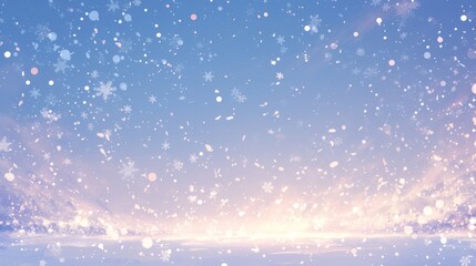 Obraz premium Christmas, winter, romantic snow scene, cold winter, beautiful ultra-wide winter background image, light snow dancing in the sky, dreamy, 4k high-definition wallpaper, background, generated by AI.