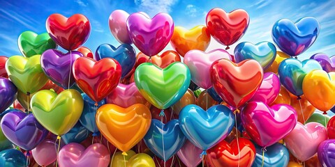 Colorful love heart balloons for Valentine?s Day celebration
