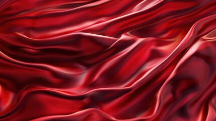 Obraz premium Glamorous red abstract background inspired by the texture of satin waves, ideal for elegant wallpaper