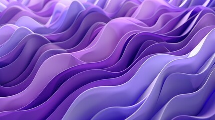 Fototapeta premium A mesmerizing 3D background with horizontal wavy textures in various shades of purple, each wave curving gracefully to form a harmonious and visually appealing pattern,