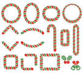 シンプルなロープの装飾枠【セット・クリスマス】