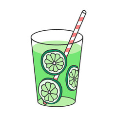 果実のスライスが入ったジュースのカラーイラスト