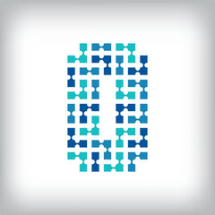 Networking connection number 0 logo. Creative communication blue tone graphics. Media, digital and technology company. Vector