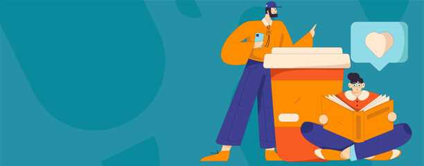 Virtual characters social communication concept business flat vector hand drawn illustration
