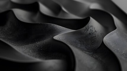 A close-up view of abstract black rippled texture with intricate details and a sleek, modern aesthetic.