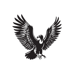 Grand Soar: Black Vector Silhouette of a Condor, Master of the Skies in Majestic Flight.- Condor Vector - Condor Illustration.