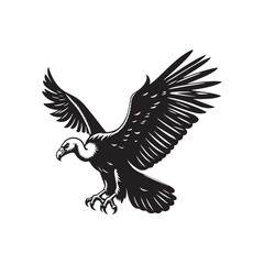 Grand Soar: Black Vector Silhouette of a Condor, Master of the Skies in Majestic Flight.- Condor Vector - Condor Illustration.