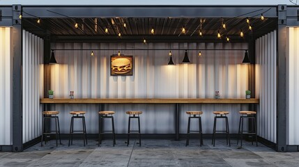 Container cafe burger pizza coffee restaurant Design background mockup