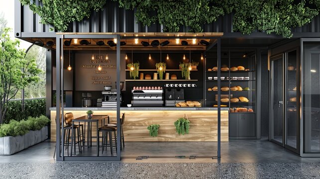 Container cafe burger pizza coffee restaurant Design background mockup
