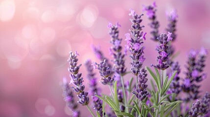 Obraz premium Close-up View of Vibrant Lavender Plants with Purple Flowers
