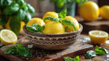 Vibrant Lemons and Freshness on a Wooden Cutting Board