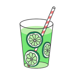 果実のスライスが入ったジュースのカラーイラスト