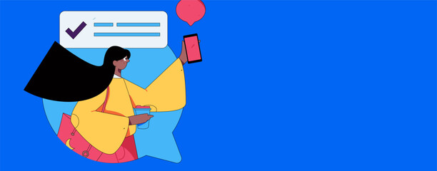 Virtual characters social communication concept business flat vector hand drawn illustration
