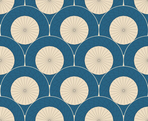 japanese style seamless pattern with stylized fish scales in ivory blue shades