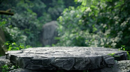Obraz premium Stone Platform in a Lush Green Forest