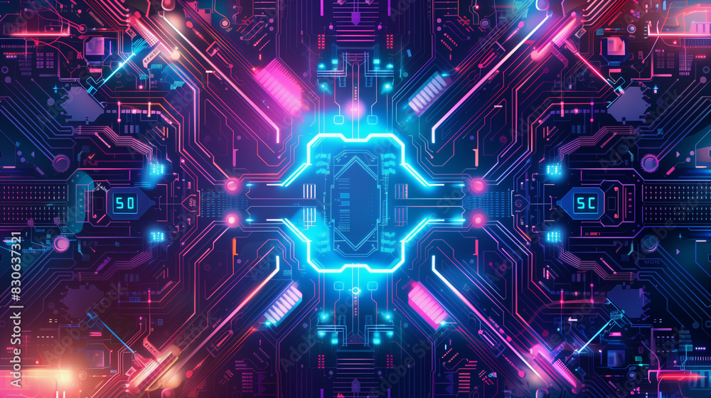 Wall mural circuit board background