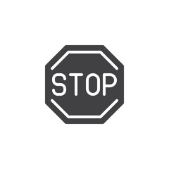 Stop road sign vector icon