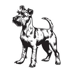 cute adorable terrier dog doggy breed line art in black and white vector for prints in high quality