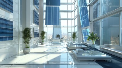 Fototapeta premium High-Tech Office with Renewable Energy Solutions