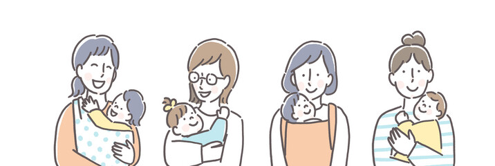 赤ちゃんを抱っこするママ