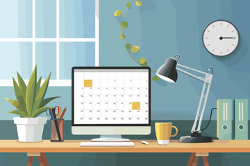 Pristine Desktop Calendar with Ample Space for Scheduling and Planning Important Dates - Powered by Adobe