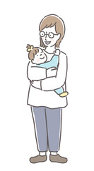 赤ちゃんを抱っこするママ