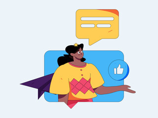 Virtual characters social communication concept business flat vector hand drawn illustration
