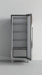 Stainless steel refrigerator on isolated background.