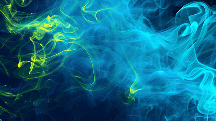 Fototapeta premium Azure smoke coupled with neon yellow creates a cool, invigorating setting for live events,