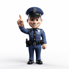 Cartoon policeman in uniform isolated on white background