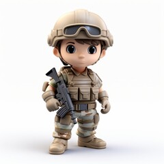Cartoon soldier in tactical gear isolated on white background