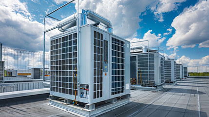 Air conditioning (HVAC) installed on the roof of industrial buildings
