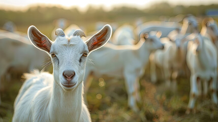 Fototapeta premium goats in the modern industrial farm, agriculture concept