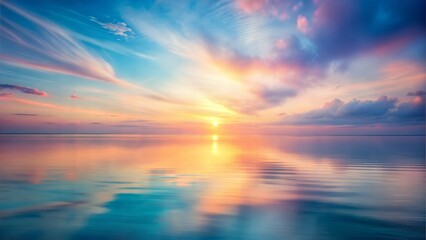 Obraz premium Ocean Sunset Blur: A soft, pastel-colored blurred background that mimics the hues of an ocean sunset, perfect for tranquil and relaxing themes. 