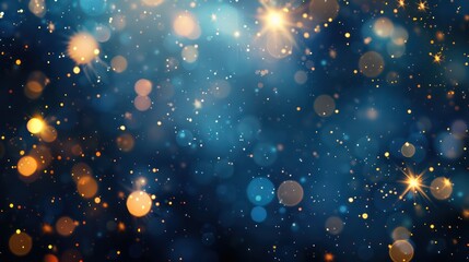 Create a visually striking image of a modern template adorned with radiant lights and dynamic falling star particles.