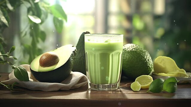 Video recreation of a avocado milkshake with avocados	
