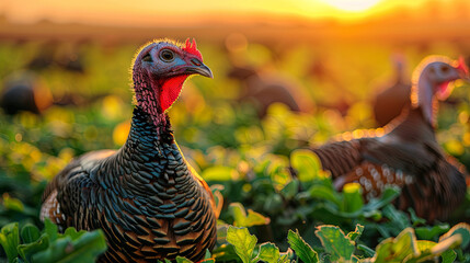 turkeys in the modern industrial farm, agriculture concept