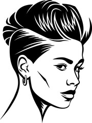 Hairstyle silhouette icon in black color. Vector template design.