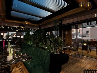 Naklejka premium restaurante de lujo de estilo industrial 