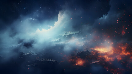 Obraz premium Digital space with milky way and nebula abstract graphic poster 