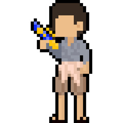 Pixel art cartoon thai songkran man character 2