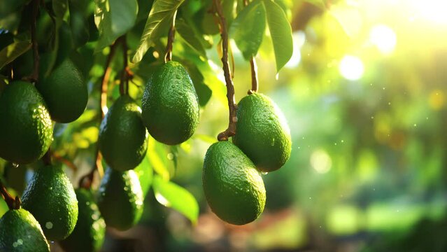 Video recreation of avocados hanging in a tree	
