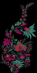 Digital textile flower design with beautiful background