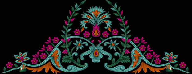 Digital textile flower design with beautiful background